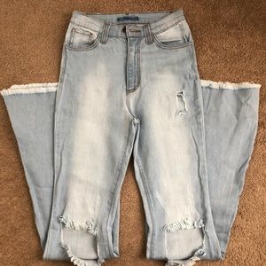Distressed Flare Leg Jeans